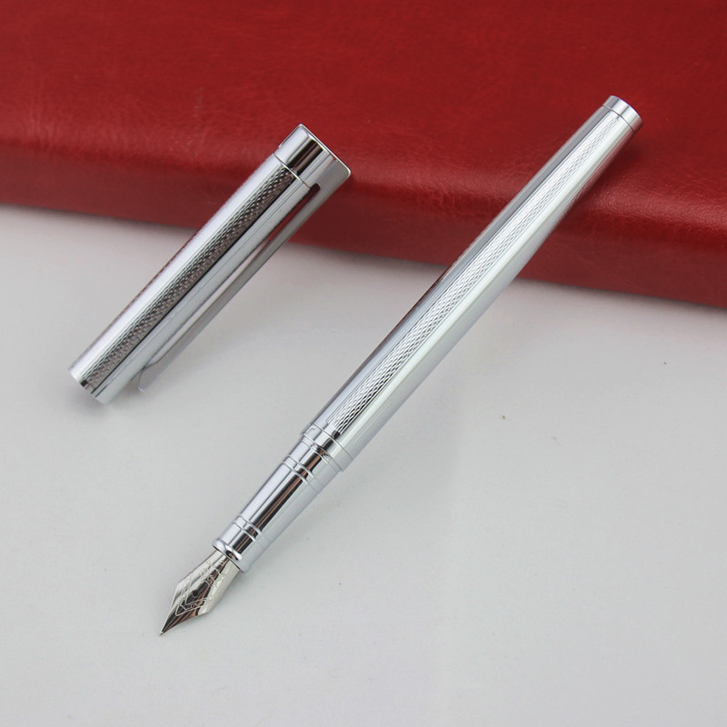 Jinhao 126 Luxury Black and Silver Clip 0.5mm Metal Fountain Pen Inking Pens for Writing School Office Stationery