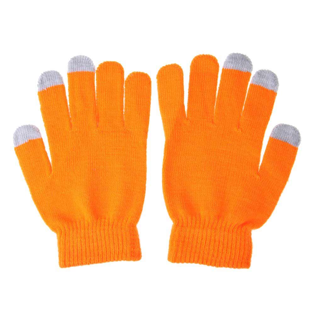 Guantes de punto capacitivos cálidos para invierno, Unisex, calentador de manos para pantalla táctil, SEC88 teléfono inteligente, 1 par: Naranja