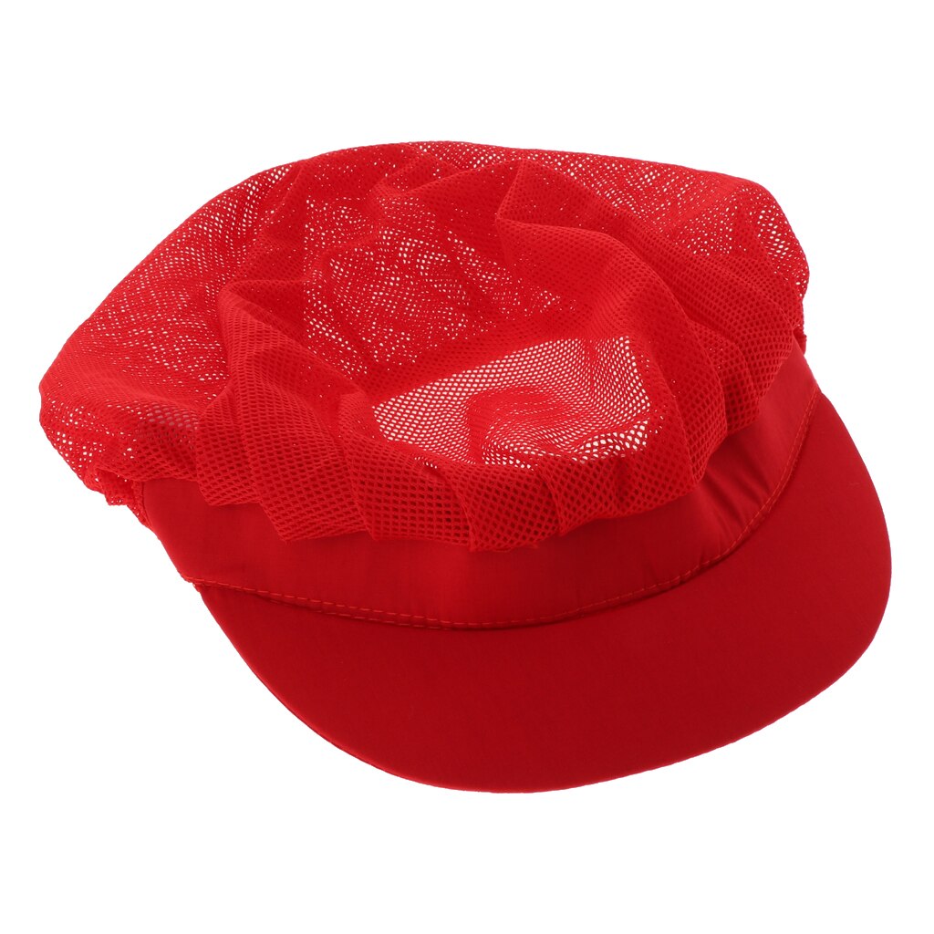 Verstelbare mesh petten voor heren en dames, elastisch, keuken, bakker, chef-kok, pet, catering voor restaurants, pubs, cafés, commerciële keukens: Rode c
