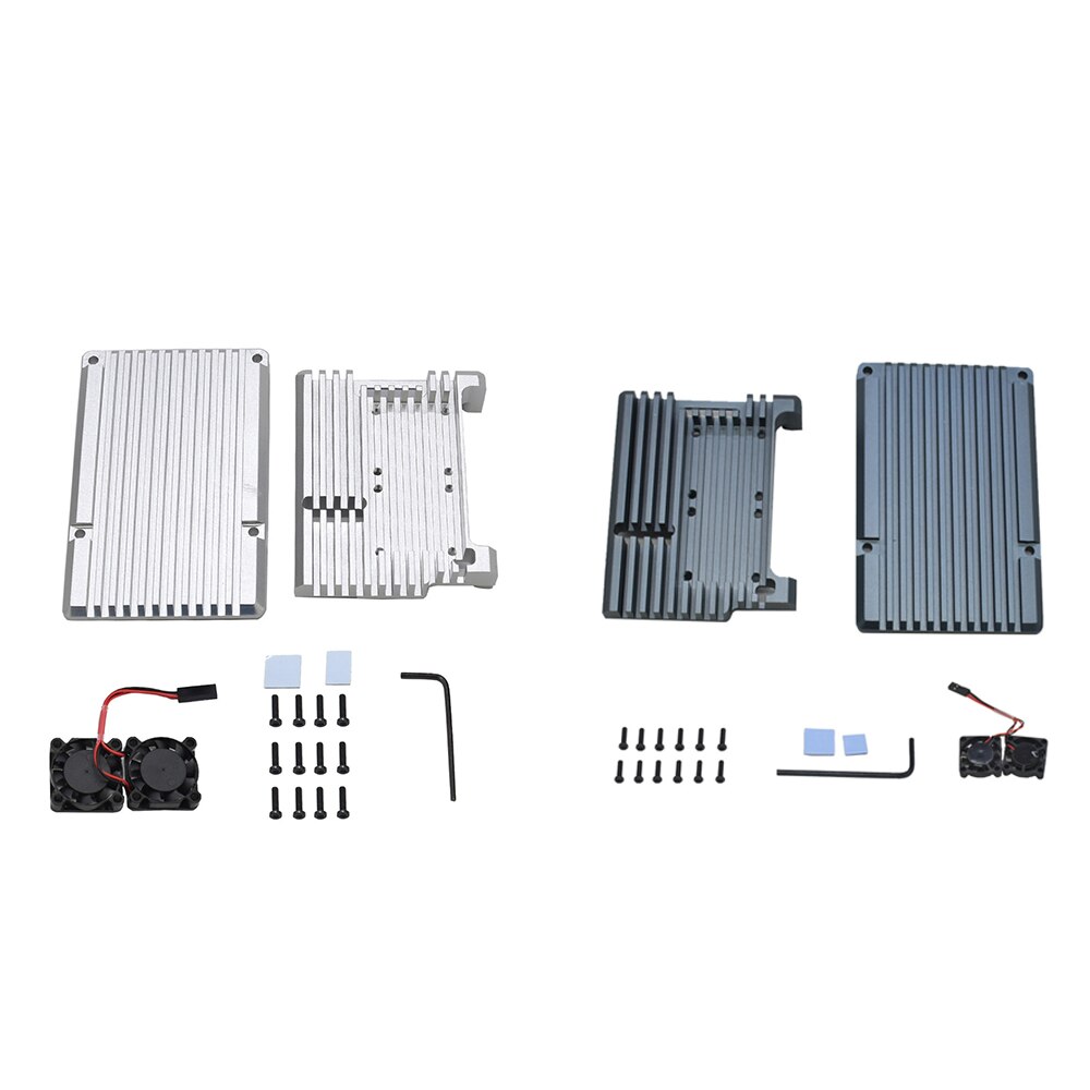 for Raspberry Pi 4 4B Aluminum Case Enclosure CNC Cover with Heatsink Cooling Dual Fan for Raspberry Pi 4 Model B(Gray): Default Title