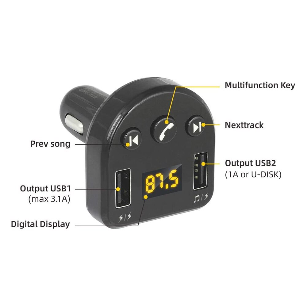 Bluetooth FM Transmitter Modulator Handsfree Car Kit MP3 Player USB Charger