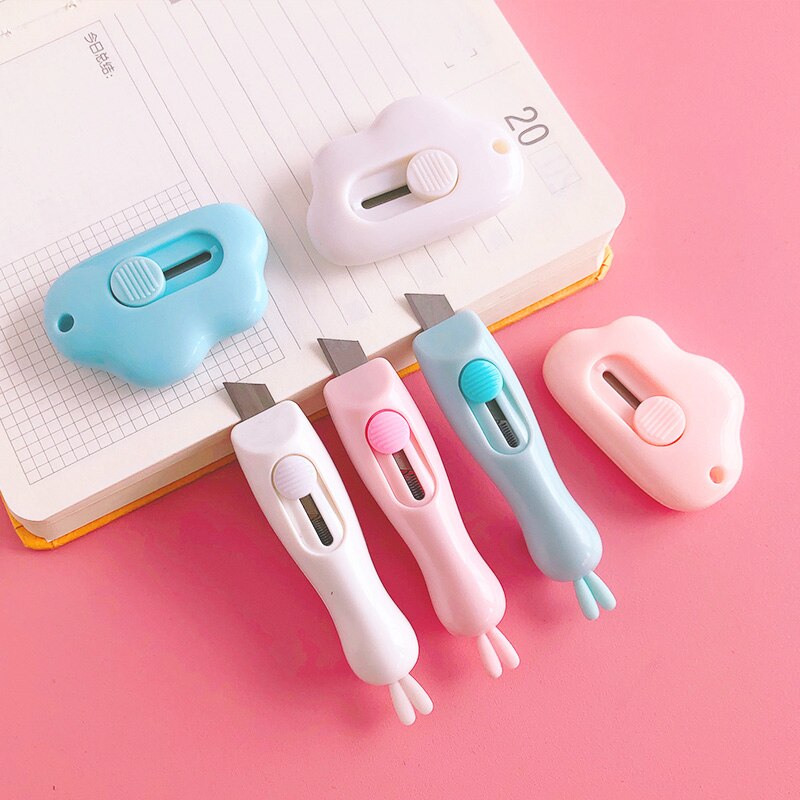 Cute animal rabbit Cloud Mini Portable Utility Knife Paper Cutter Cutting Paper Razor Blade Office Stationery Escolar Papelaria