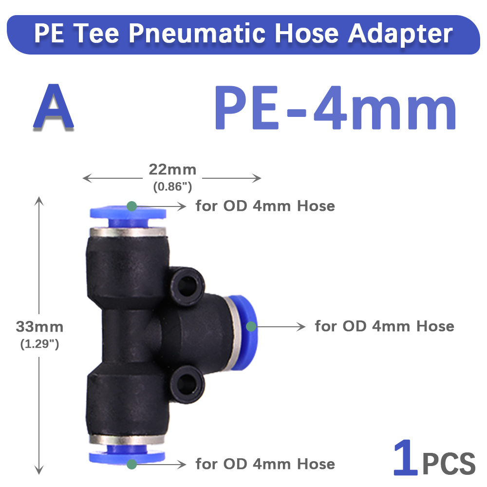 4-16mm T-Schlauch Adapter Unterhose sperren Schnelleinsatz-Entriegelung anschluss Wasser drücken-in-Rohr Pneumatik rohr verschraubung für Garten bewässerung: Braun