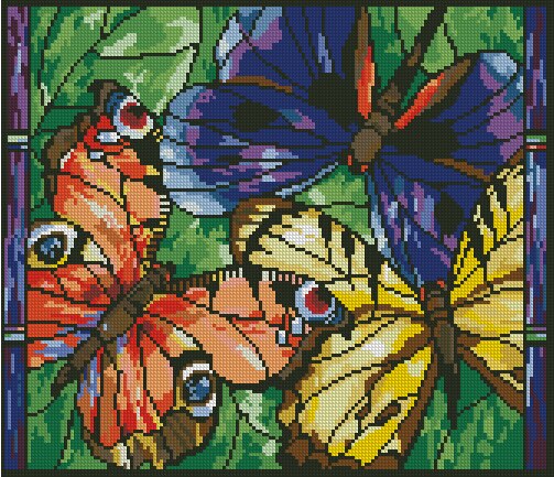 Top Mooie Mooie Telpatroon Gebrandschilderd Glas Schoonheden Vlinder Drie Vlinders