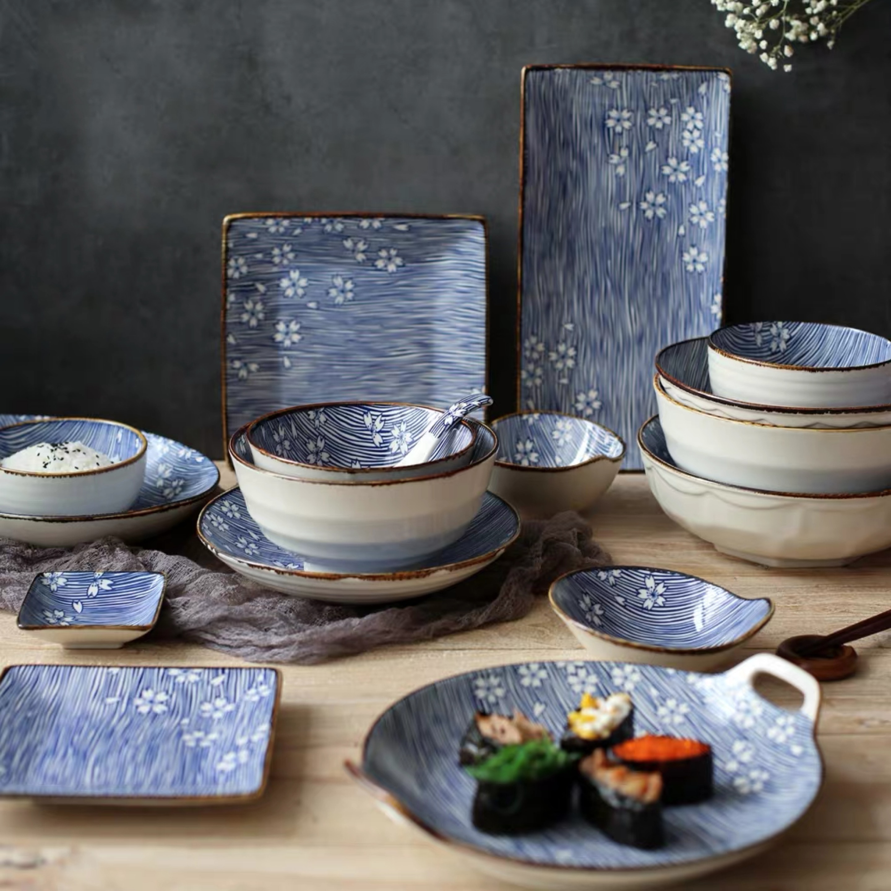 Timemore kersenbloesem japanse stijl keramiek eetrijstkom soepkom ramenkom huishoudelijke visschotel sushibord