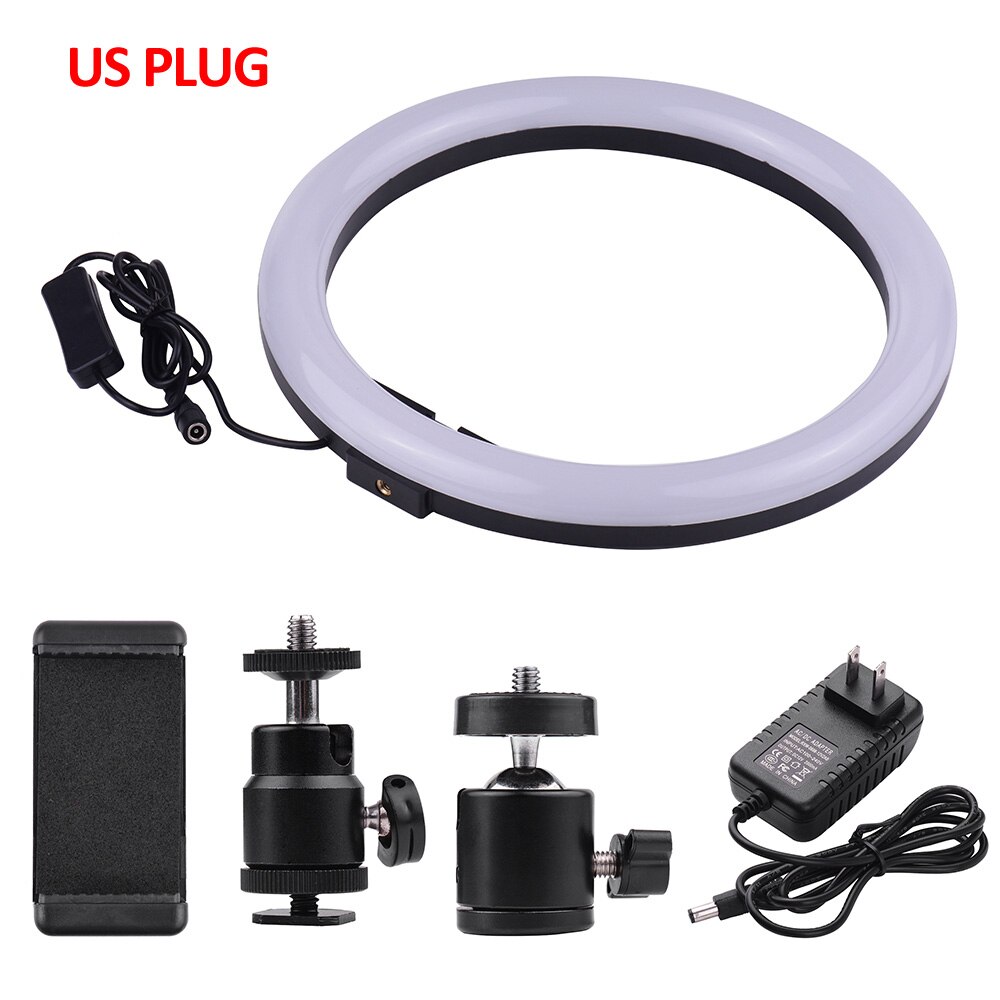 Ru Cz Voorraad Led Video Ring Licht Fill-In Lamp 24W Dimbare 2700-5500K Kleurtemperatuur met Smartphone Houder 2 Stuks Bal Koppen: US PLUG