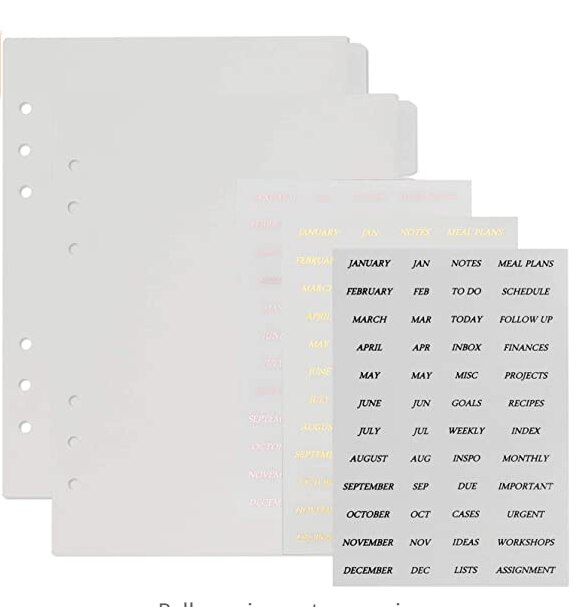 Frosted Top Tab A5 Binder Index Dividers 6 Ring Transparent Planner Journal Notebook Page Separators Index Separator Dashboard: 2Sets Side N Sticker