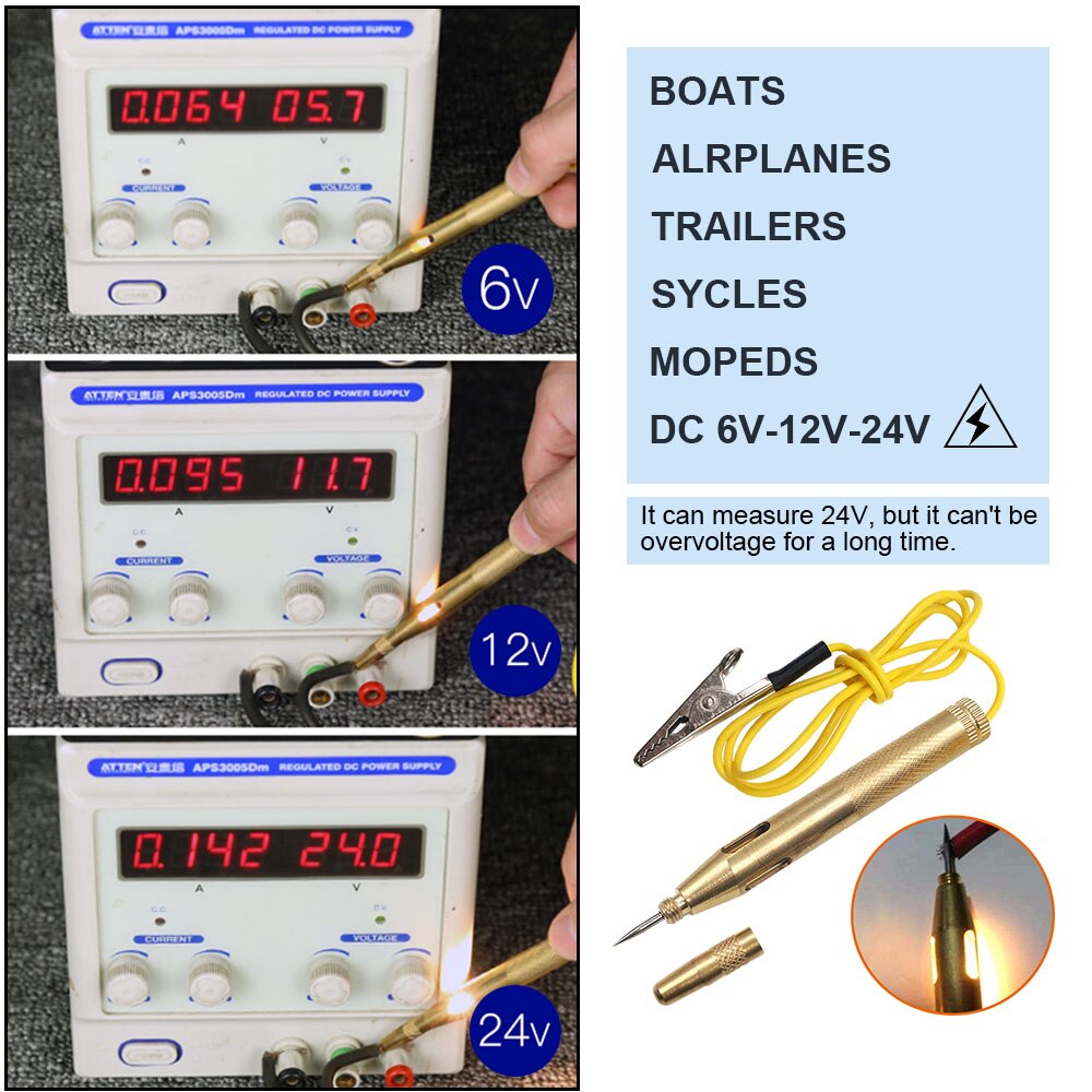 Dc 6V 12V Auto Elektrische Circuit Voltage Tester Test Pen Voltage Detector Sensor Tester Auto Licht Lamp voltage Test Tool