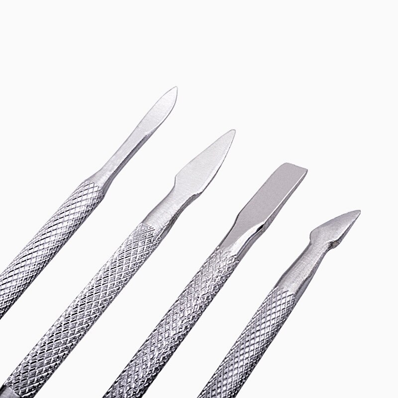 4 Uds cuchara para cutículas eliminador de cutícula de uñas de acero inoxidable eliminador de cutículas la piel muerta empujar manicura herramienta de cuidado de uñas