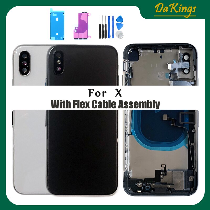 Für iphone XR Zurück Mittleren Rahmen Chassis Voll Gehäuse Montage Batterie Abdeckung Tür Hinten Mit Flex Kabel und vibrator