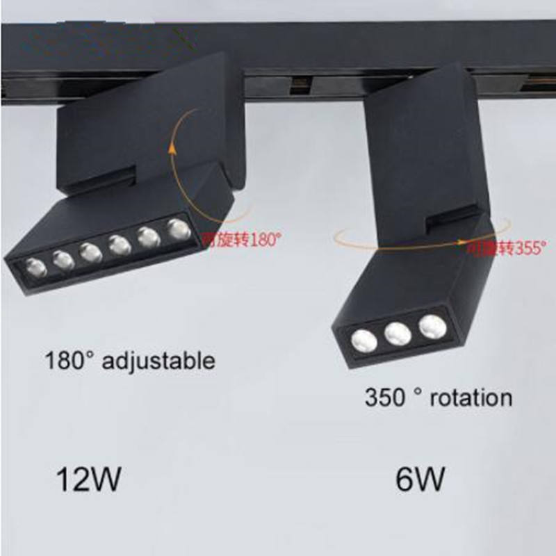 Luces de pista magnéticas de aluminio 6W 12W techo empotrado suspendido LED magnético luces de seguimiento carril iluminación Industrial