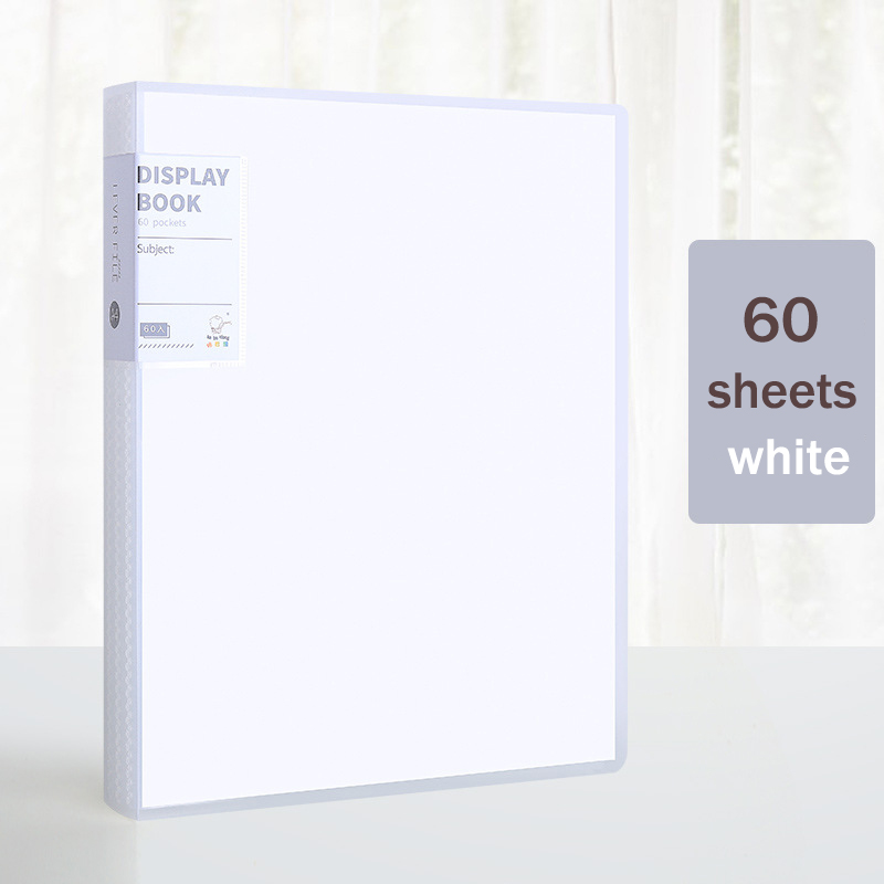 Organizador portátil para piano, 30, 40, 60, 80 páginas, tamanho a4, nota musical, folha de documentos, pasta de armazenamento, pp, pastas de escritório fosco: 60 sheets white