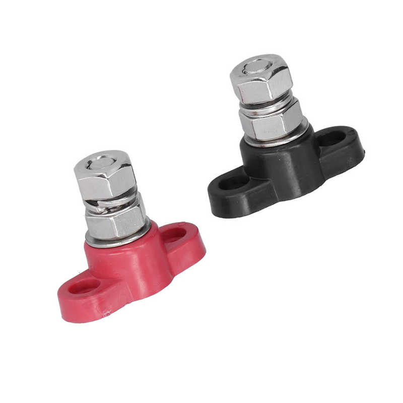 Power Distribution Studs Terminal Kit Insulated Battery Junction Posts Red and Black for Refitting Cars