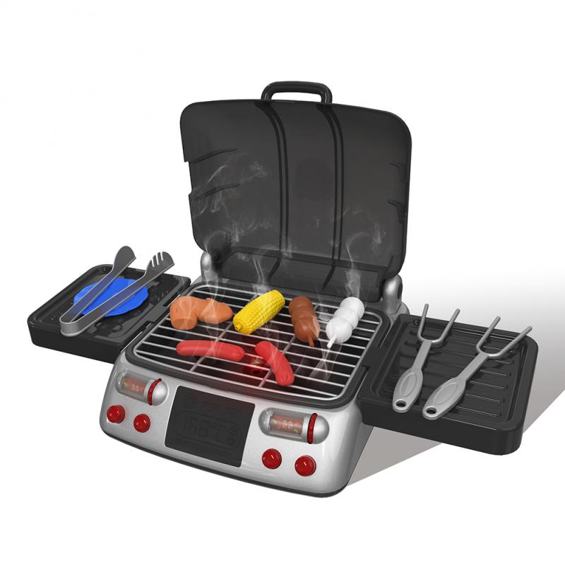 Jenter kjøkken sent som leker leker simulering elektrisk bbq grille pølse vinge tomatsaus matlagingsmaskin til barnebursdag: 01