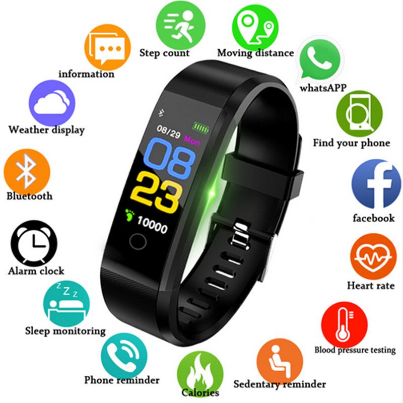 Mode Mannen Vrouwen Smart Sport Horloge Bluetooth Smartband Hartslagmeter Passometer Bloeddruk Alarm Voor Android/Ios