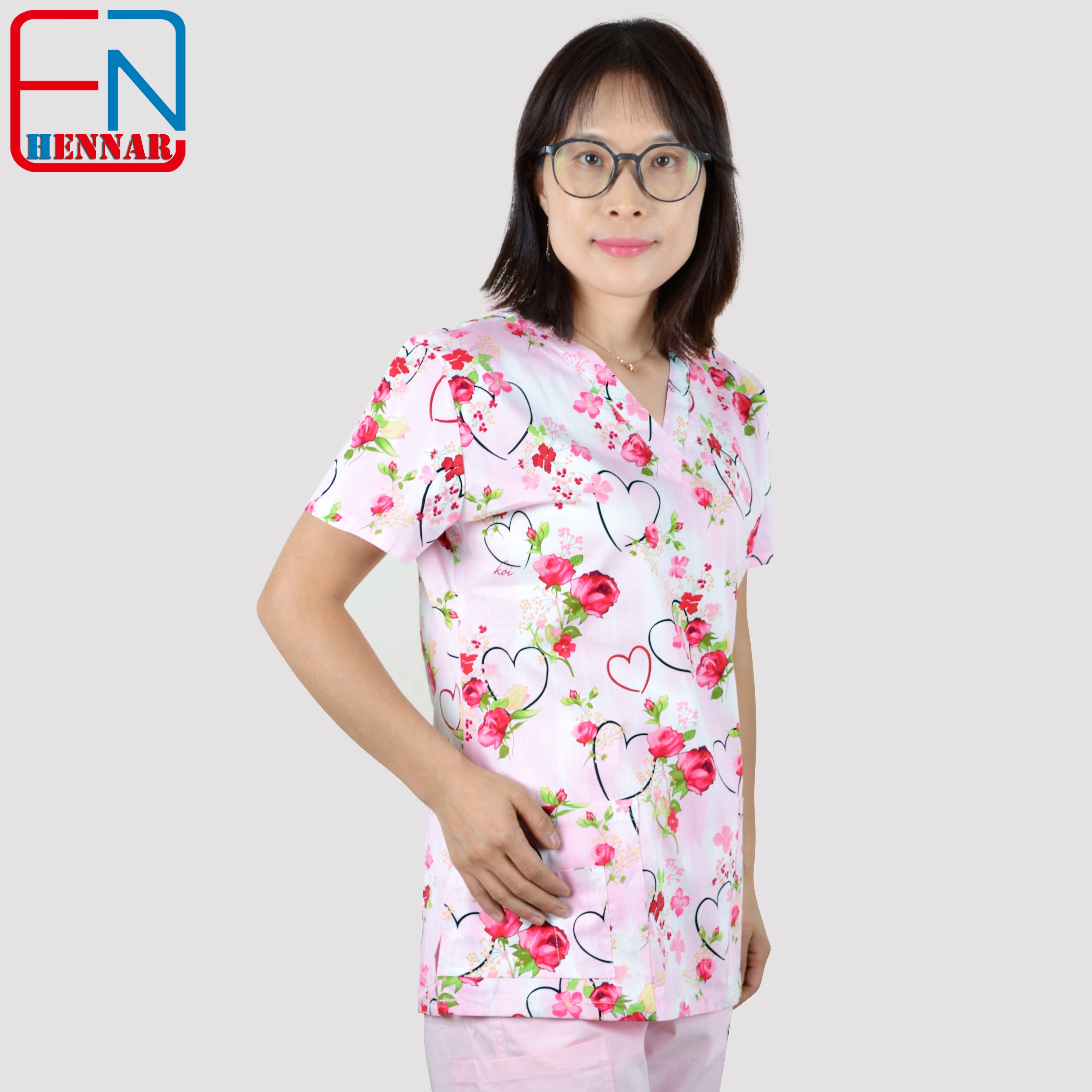 medische scrub tops voor vrouwen chirurgisch scrubs, scrub uniform in 100% print katoen maotou serie