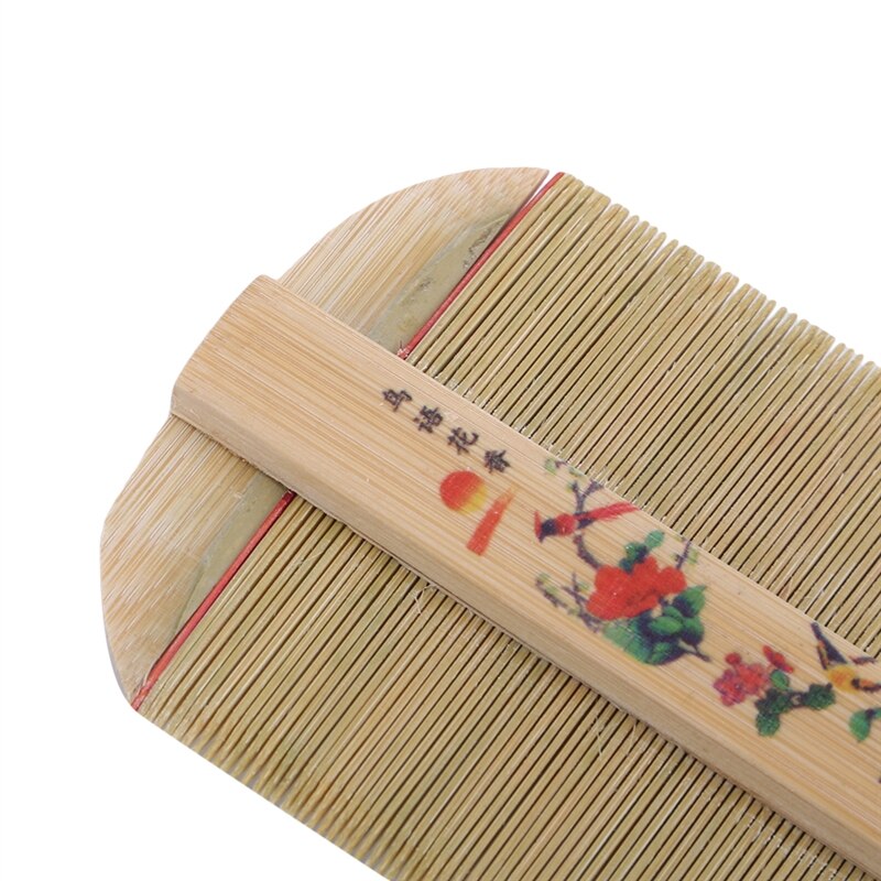 2 farver kinesisk traditionel bambus lusekam håndlavet tæt kam rose fjern kløe skrabe hoved loppe cootie kamme
