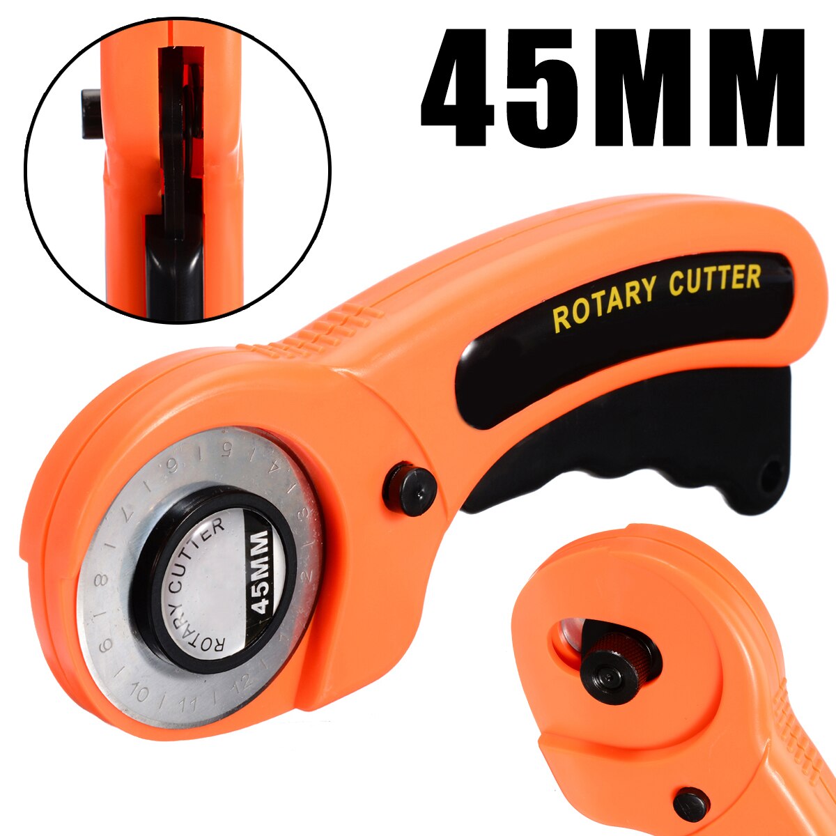 1pc Plastic Orange Rotary Cutter 45mm Blades Sewing Quilters Fabric Cutting Tool For Leather Plastic Paper Cloth Cutter