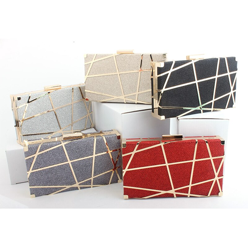 Mode Geometrische Hollow Out Patroon Vrouwen Avond Clutch Bag Vrouwelijke Metalen Ketting Handtas Dag Koppelingen Wedding Party Purse ZD1151