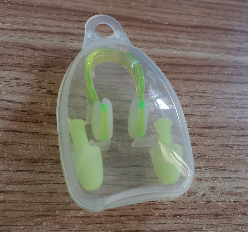 Tapones para los oídos de natación férula Nasal tapones de silicona Clip para la nariz natación resistente al agua reducción de ruido tapones para los oídos del sueño en caja Customiza: Green Transparent Box