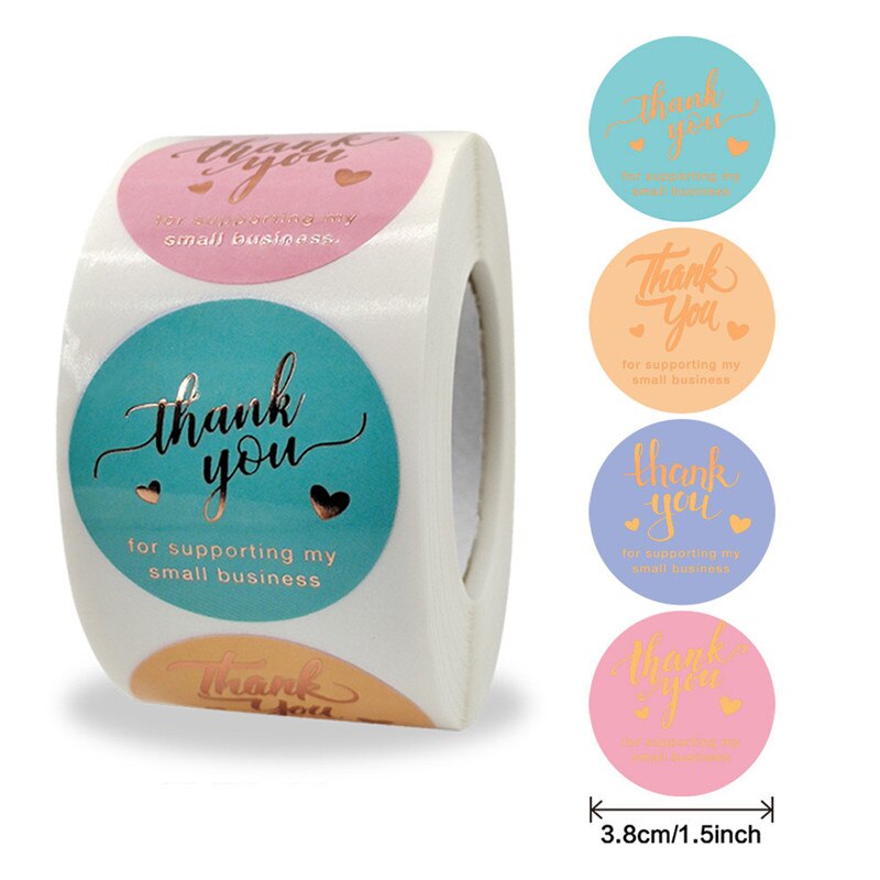 Color Bronzing Thank You Sticker Wedding Decoration Sealing Sticker Baking Birthday Party Label Sticker Envelope Decoration: A 38MM 500PCS