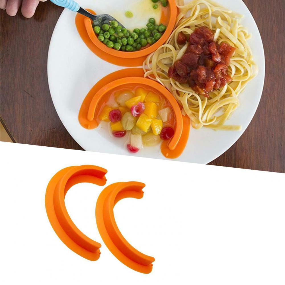 2Pcs Food Separator Food Grade Safe Silicone Food Cubby Plate Divider for Baby