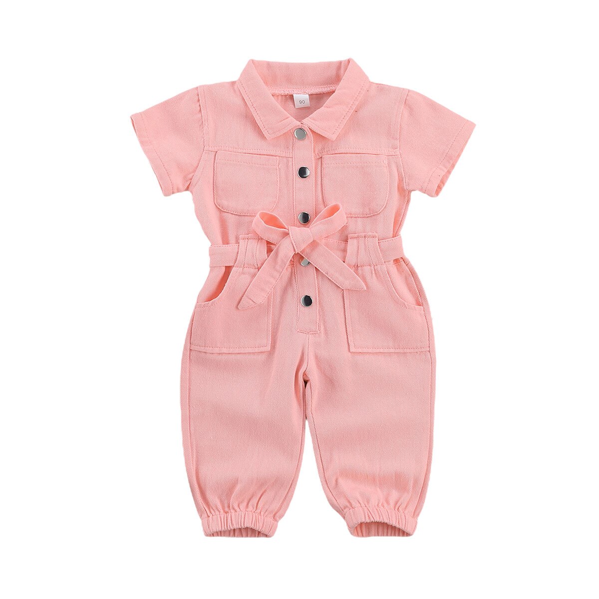 Infant Kids Baby Meisjes Denim Jumpsuit Werkkleding Een Stuk Peuter Pocket Korte Mouw Romper Voor Kinderen Overalls