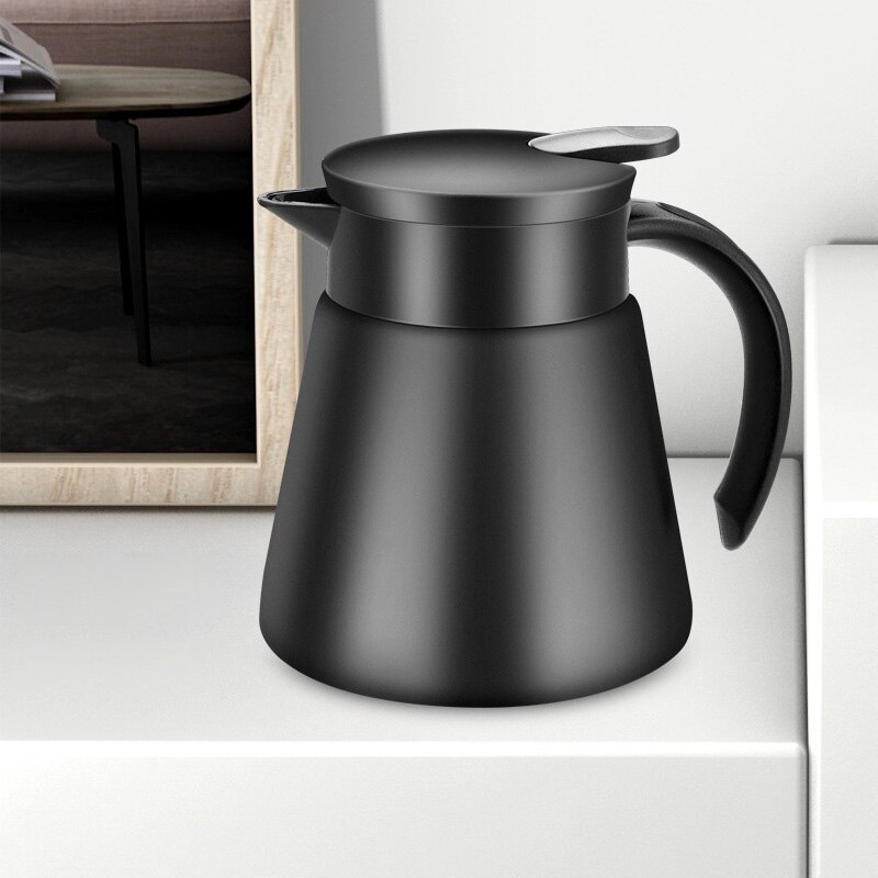 680ml/880ml Stainless Tea Pot Thermal Flask Water Kettle European Style TeaPot Coffee Pot Tea Kettle: black-680ml