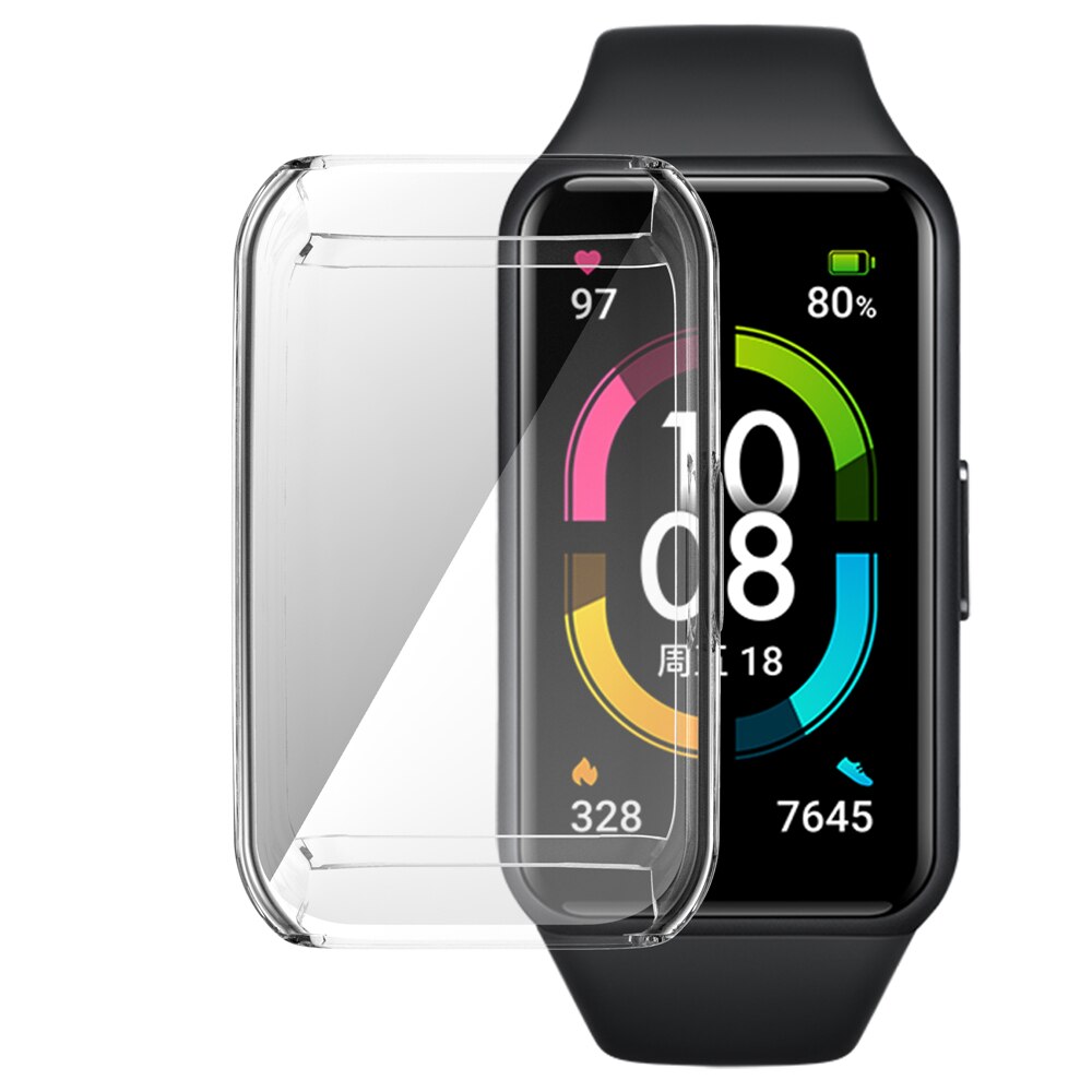 Tpu koko näytön suojakuori älykellon suojakotelo päällystetty kuoripuskuri kunnianauhalle 6 huawei band 6