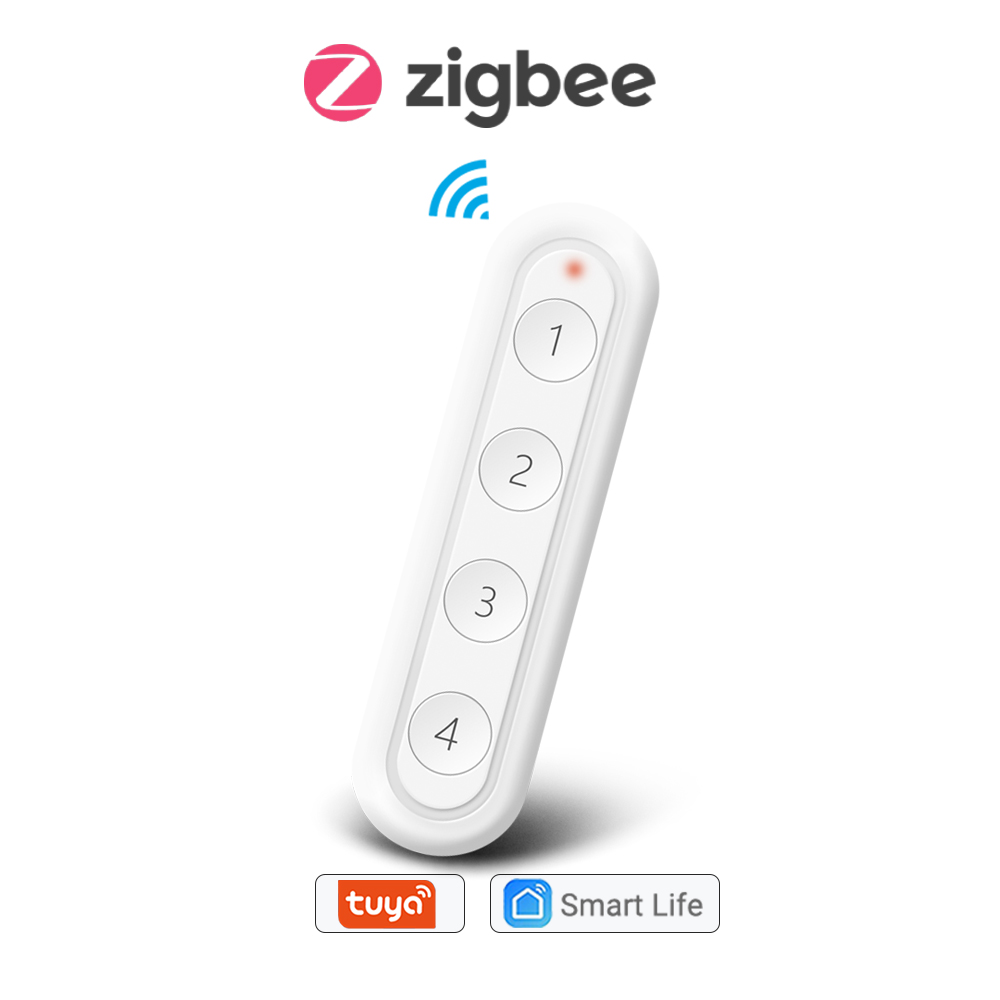 Tuya ZigBee 3.0 Wireless 4-Button Portable Remote Works with Smartthings Conbee Deconz Stick Domoticz Hub Required: 4 Button Remote