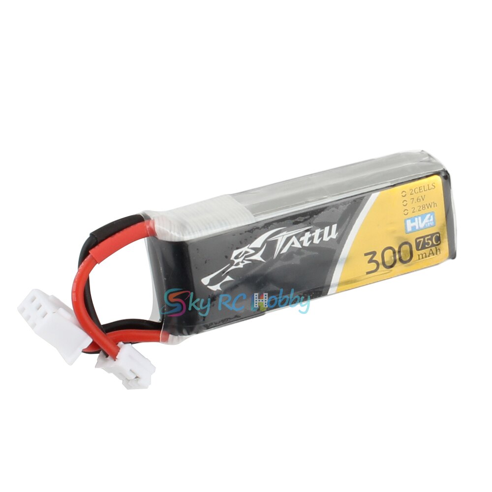 Tattu-batterie Tattu 300mAh 7.6V 75C 2S1P 2S Lipo avec connecteur JST PHR JST-PHR: 1pcs