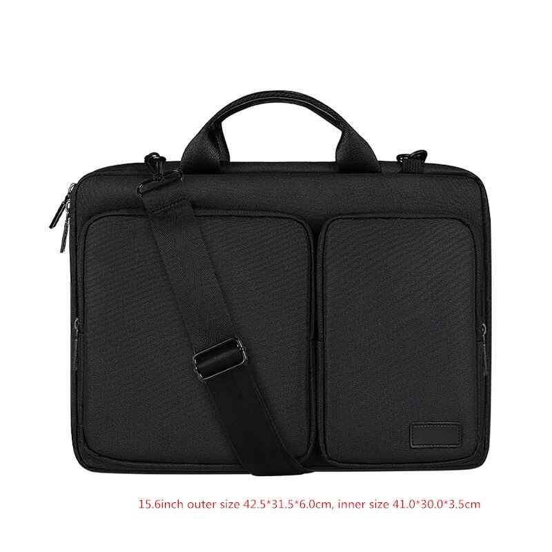 13.3/14.1/15.6inch Shoulder Laptop Briefcase Bag Men Women Shockproof Crossbody Travel Mouse Phone Electronic Document Pouch: B black XL
