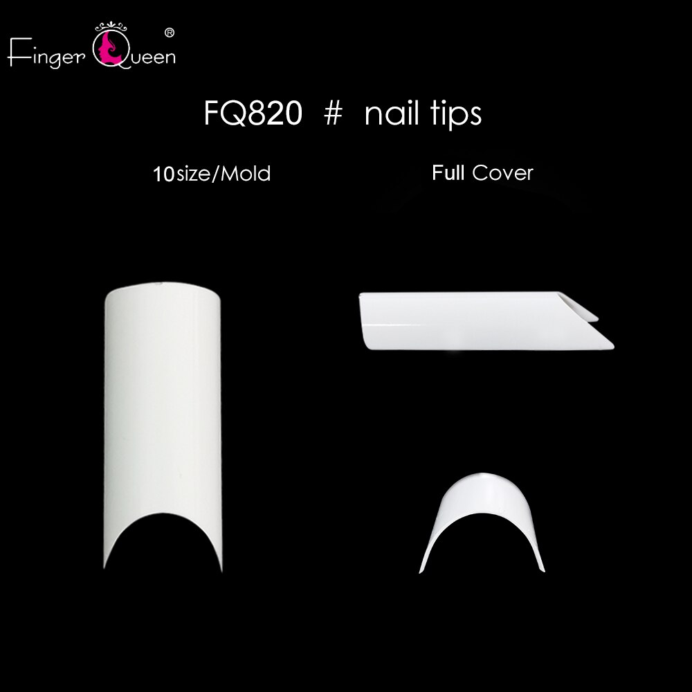 Plastic Nails 500Pcs Clear Nail Tips C Shape Faux Ongle French Manucure Medium Nails Dual Form Nail System Kit: White-500p