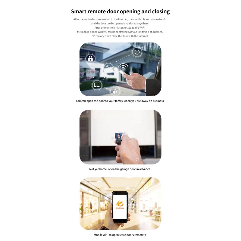 WiFi Garage Door Opener Smart Gate Door Controllor Compatible With Sinilink Mobile Phone APP Support Multiple Users