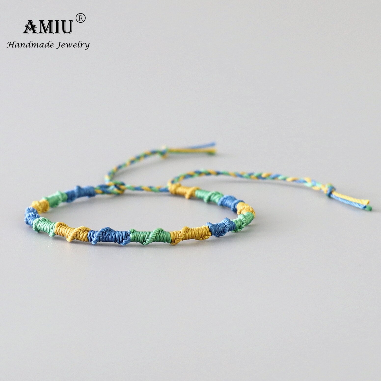 UGA-AMIU Artesanal À Prova D' Água Fio de Cera Corda Nó Pulseira Pulseira Da Amizade Pulseira Envoltório Tecido Simples para Homens e Mulheres: 4
