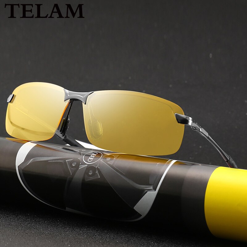 Nattesyn polariserede solbriller anti-blænding kørselsbriller pilotens aluminiumslegering gule solbriller unisex vision solglas