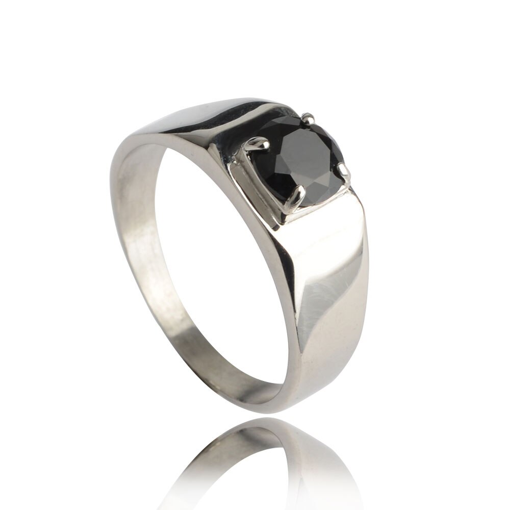 316L Edelstahl Mit Schwarz Zirkonia Stein Weiß Silber Farbe Engagement Hochzeit Ringe einstellen Für Frauen Mann: 8 / Bridal Ring