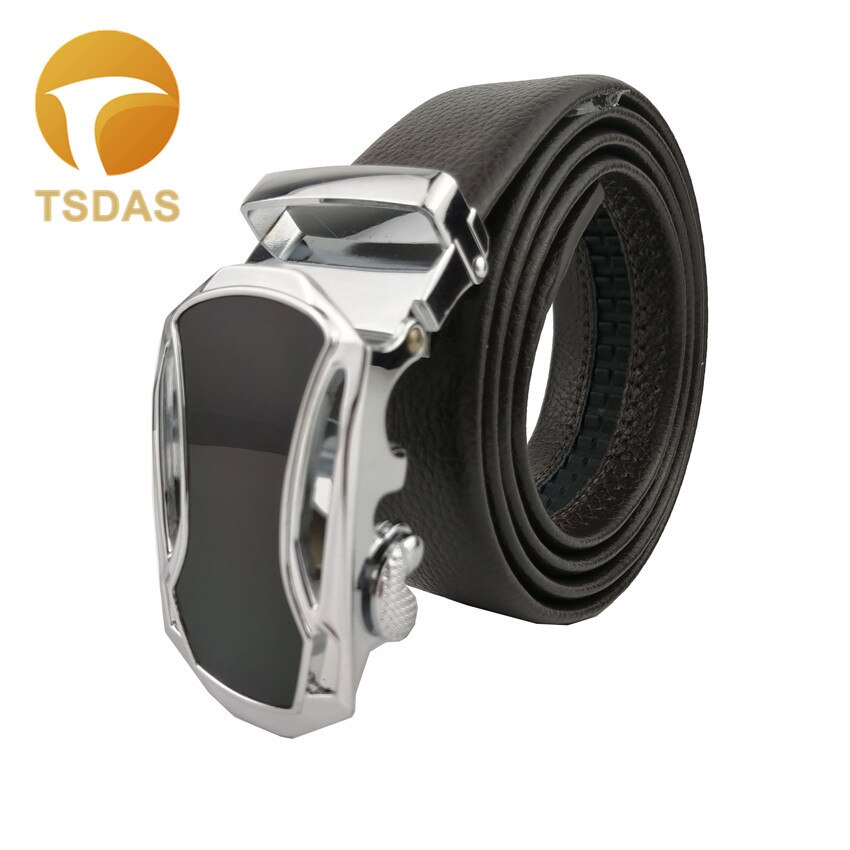 Automatische gesp voor heren leren riem zilver heren riemgesp: Z -5- bruin