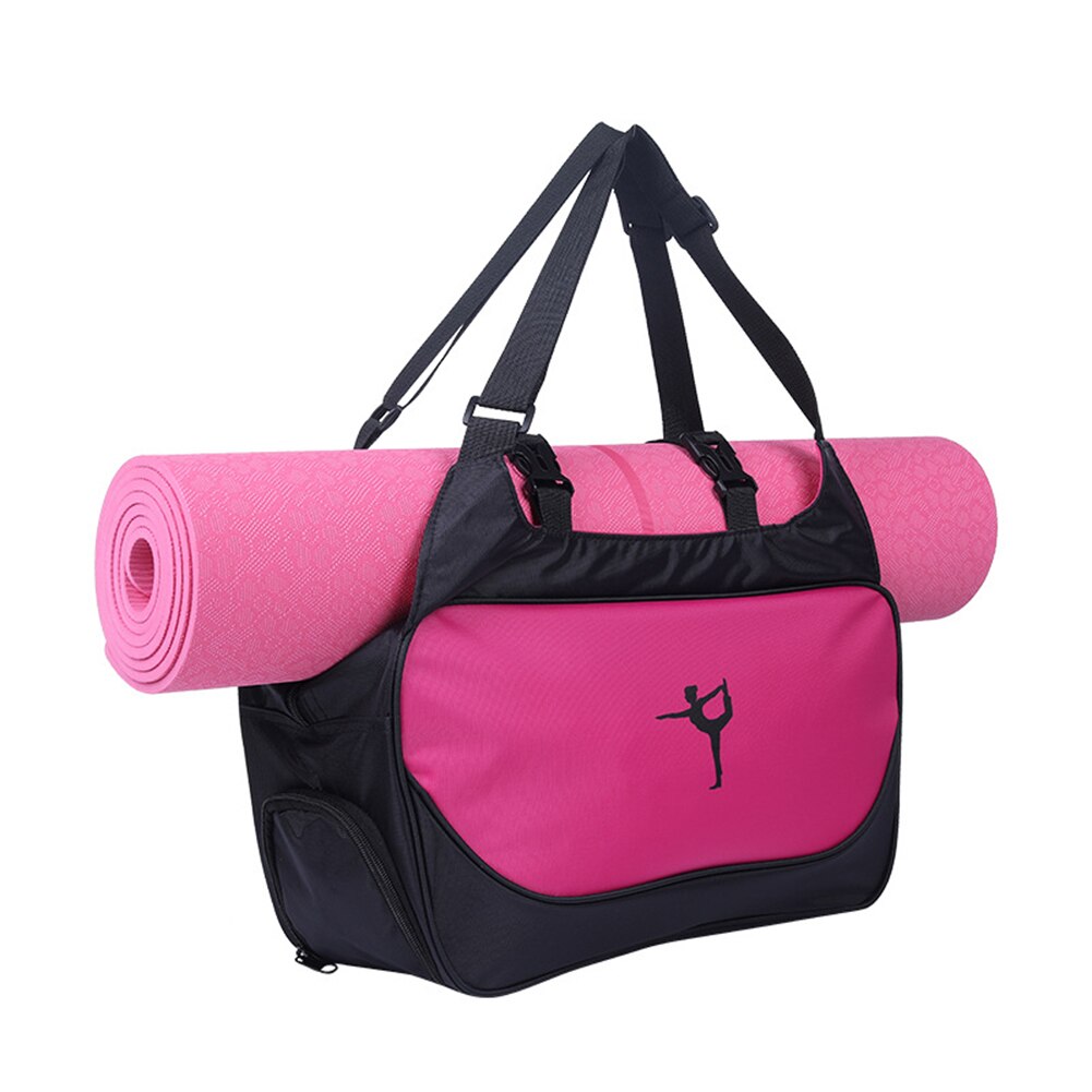 Outdoor Gym Zakken Waterdichte Nylon Mannen Vrouwen Training Fitness Reizen Yoga Mat Sport Workout Handtas Met Schoenen Compartiment: Roze