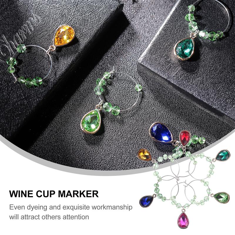 6 stk vanddråbe form vin charms glasmarkør genkender skelner drikke kop identifikator tegn juleaften dekoration