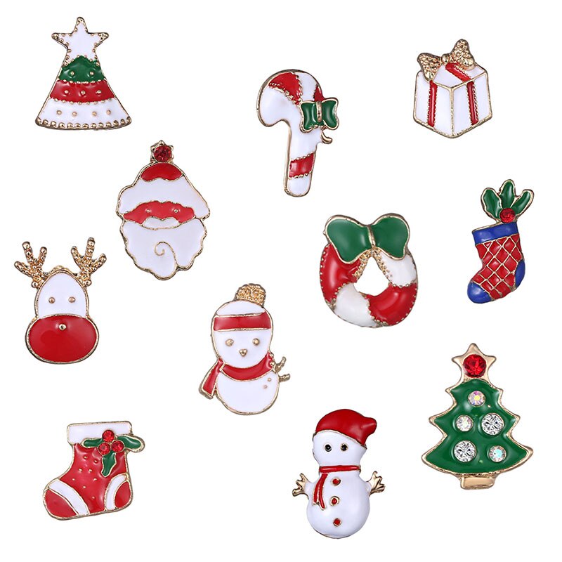Creatieve Kerst Broches Leuke Kerstman Hoed handschoenen Bells Sokken Donuts Candy Emaille Pin Badges Broche Kerstcadeaus: Christmas set