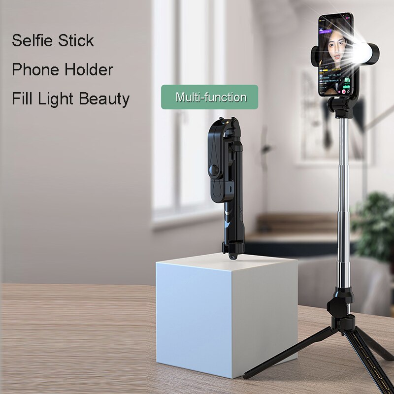 Wireless Bluetooth Selfie Stick Tripod With Fill Light Selfie Shutter Monopod Live Broadcast Phone Holder Tiktok