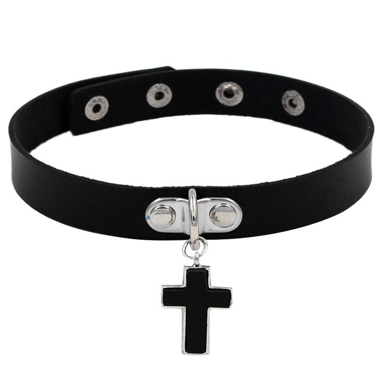 Punk Rock collana in pelle PU gotica cuore tondo Spike rivetto colletto con borchie girocollo collana a catena regalo fatto a mano gioielli per il corpo