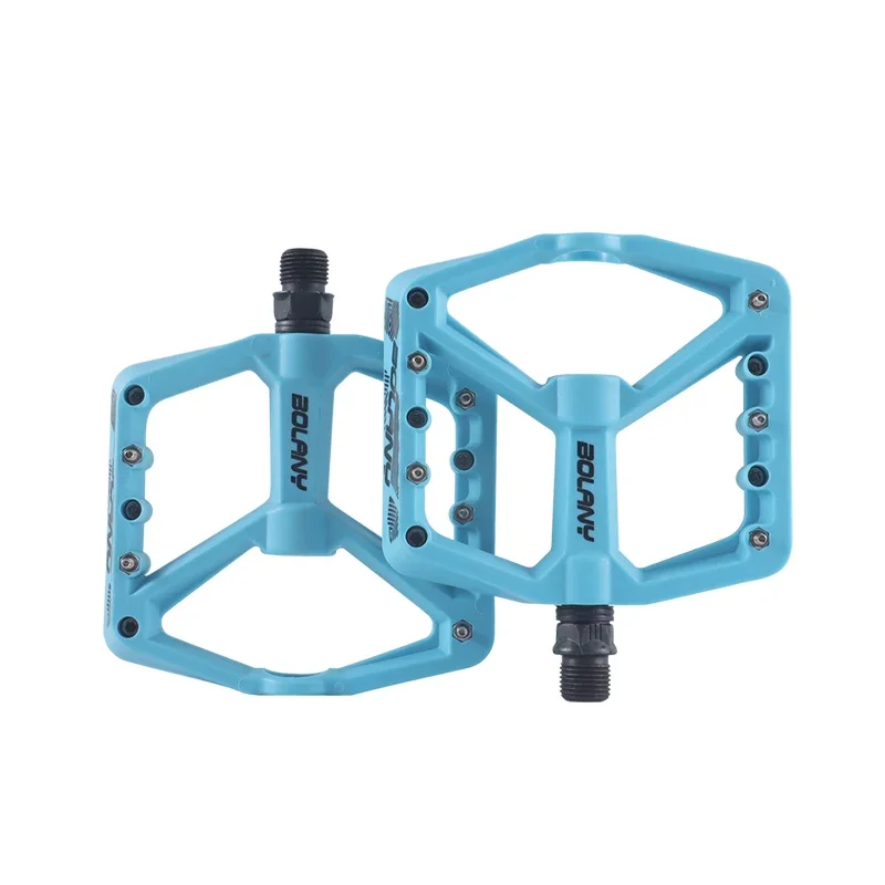 Pedales de bicicleta de nailon antideslizantes BOLANY con rodamiento, 10 clavijas, Pedal de lubricación ultraligero para bicicleta de montaña y carretera, accesorios para bicicleta: Borgoña