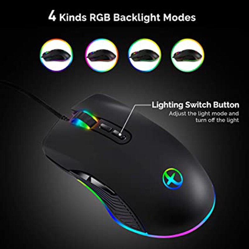 USB C Mouse Type C Ergonomic Wired Mouse RGB Gaming Mouse Optical Mouse