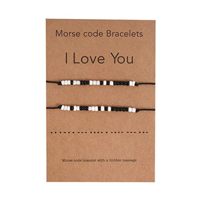 2 Teile/satz Einstellbare Morse Code Armbinde Frauen Männer Kreative Edelstahl Handgemachte Geflochtene Schwarz Seil Armbinde Paar Schmuck: Ursprünglich Titel