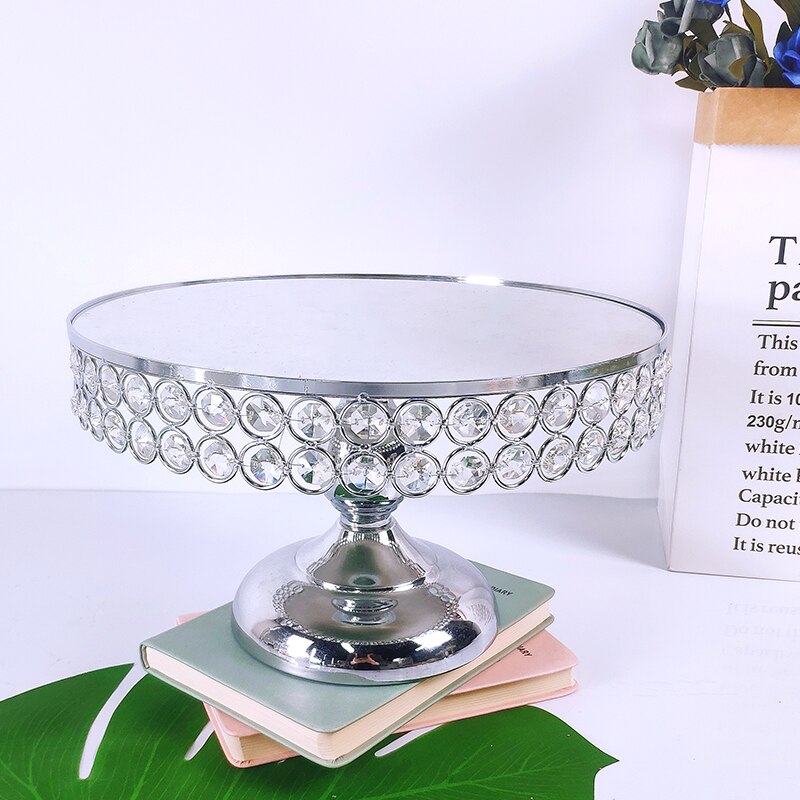 Zilveren Spiegel Metalen Ronde Cake Stand Bruiloft Verjaardag Party Dessert Cupcake Voetstuk Display Plaat Home Decor
