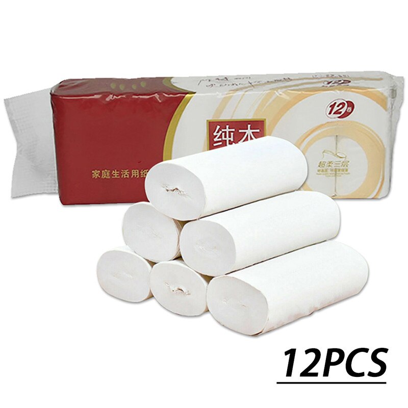 12 pièces/ensemble papier toilette maison bain papier bain toilette rouleau papier blanc papier toilette rouleau de papier hygiénique rouleau de papier essuie-tout: Default Title