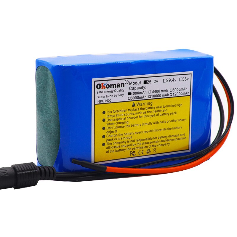 Okoman 6s2p 24V 4Ah 18650 Lithium-ionen akku 25,2 v 4000mAh elektrische fahrrad Moped Lithium-Ion akku mit BMS