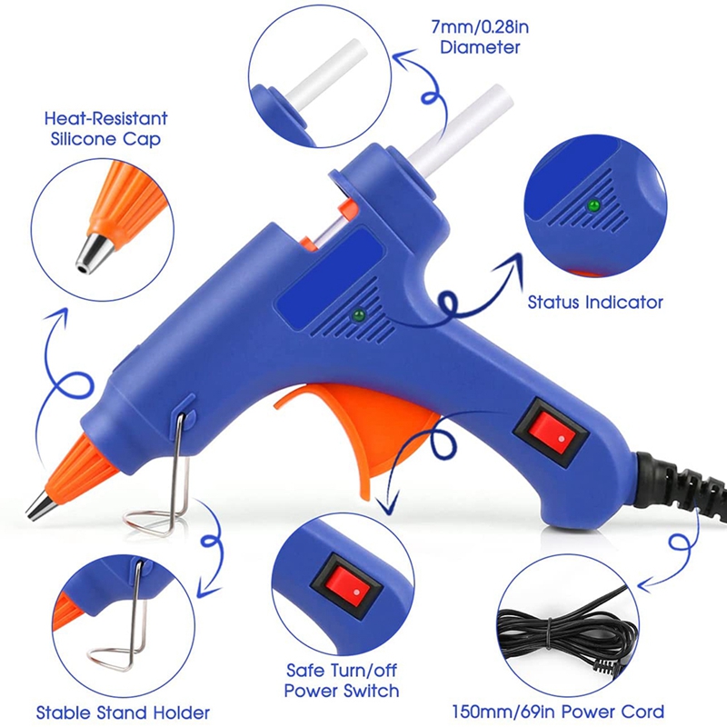 Glue Gnu, Mini Gnu Kit with 30 Glue Sticks for School Crafts DIY Arts Quick Home Repairs, 20W, Blue US Plug